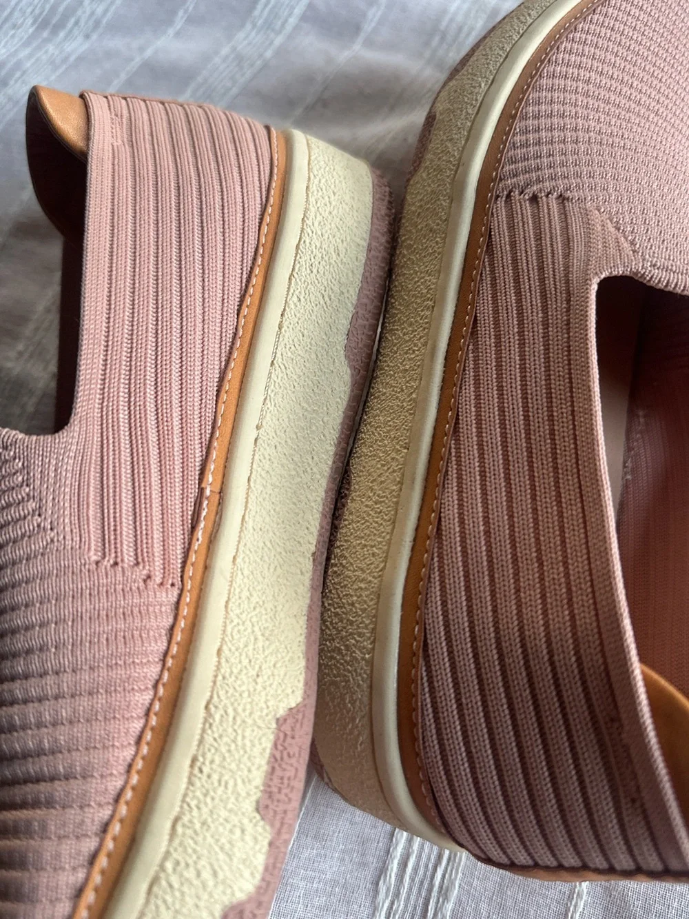 Mi.iM Parker Knit Slip-On Platform Sneakers Blush Pink/Tan | 8  NWOB